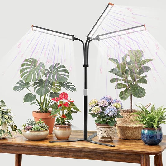 Grow Light for Indoor Plants,5000K Full Spectrum Growing Plant Lamp | Desk Lamp with White Red Blue LED for Pots Succulents Seed Starting,Height Adjustable 10-32'' with Optional Dimming & Timer