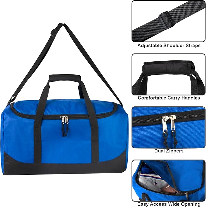 20 Inch, 40 Liter Duffel Bag for Men, Women Travel Weekender Overnight Carry-on Shoulder Duffel Tote Bag (Blue)