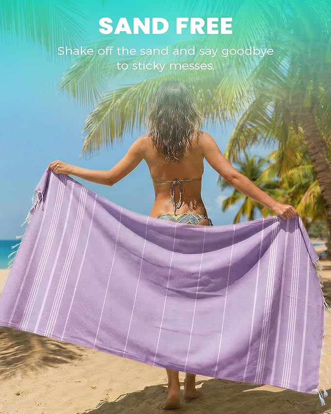 Antfuny 4 Packs Turkish Beach Towels Adult Pool Swim Bathroom Towel Oversized Sand Free Quick Dry Lightweight Extra Large Cloud Summer Vacation Essentials Clearance Must Haves Ship Cruise Accessories