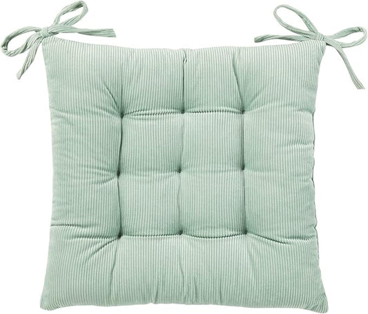 HLOVME Corduroy Chair Cushion with Ties Ultra Soft Warm Floor Cushion for Kids Reading Nook Comfortable Square Seat Cushion for Adult 15.7”x15.7”, Green