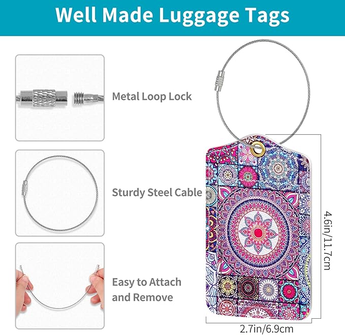 Fishent Luggage Tag, 3 Pack Travel Cruise Luggage Tags for Suitcases, Cute Suitcase Tags Identifiers Bag Tags with Privacy Flap, Baggage Name Tag for Women Men Luggage Backpack Handbag School Bag