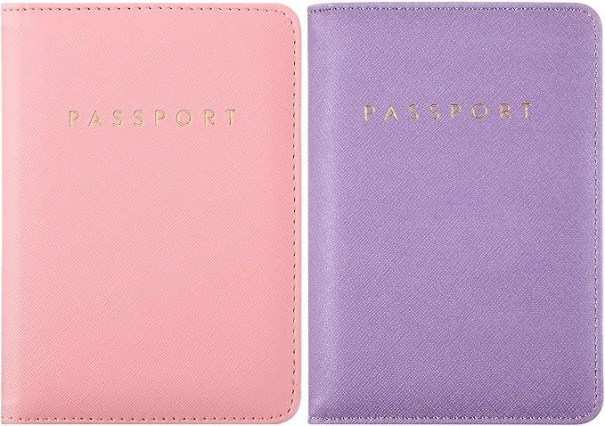 2 Pcs Passport Cover Holder for Travel Waterproof Leather Passport Wallet Case Book Travel Cruise Essentials for Women Men | 2 Pieces, Bridal, Holder, Waterproof, Holder Covers, Travel Wallet