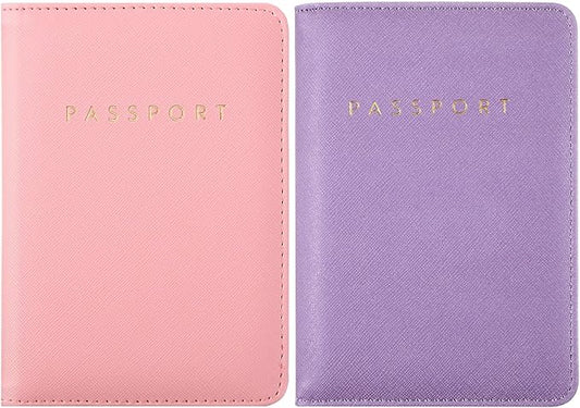 2 Pcs Passport Cover Holder for Travel Waterproof Leather Passport Wallet Case Book Travel Cruise Essentials for Women Men | 2 Pieces, Bridal, Holder, Waterproof, Holder Covers, Travel Wallet