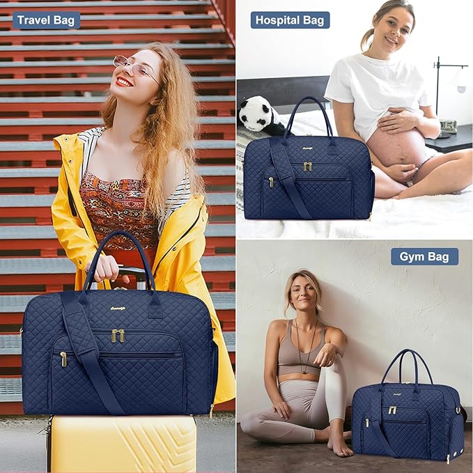 Travel Duffle Weekender Bags for Women - Weekend Bag Women with Shoe Compartment Carry On Overnight Bag with Toiletry Bag Duffel Bags Wet Pocket for Gym Hospital Bags for Labor and Delivery