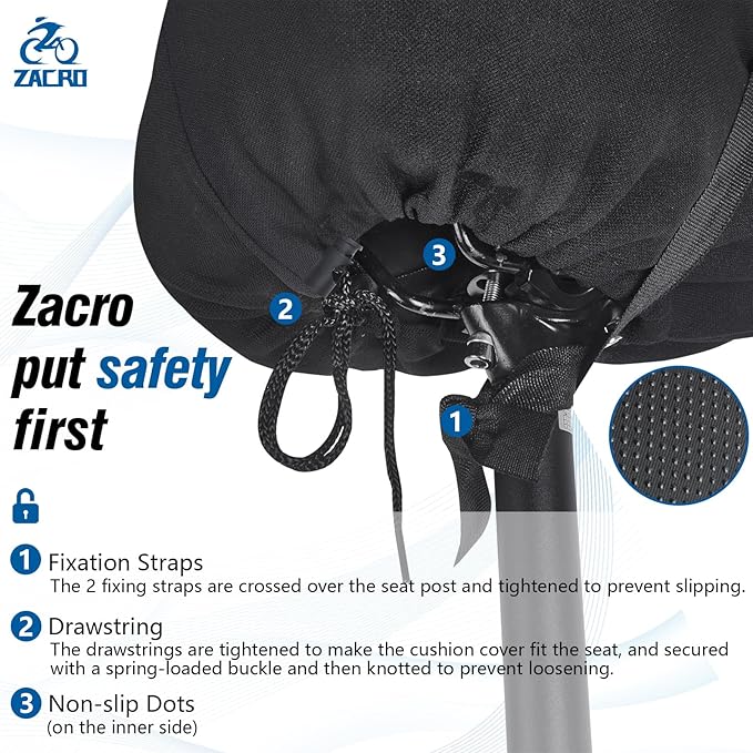Zacro Bike Seat Cushion - Gel Padded Bike Seat Cover for Men Women Comfort, Extra Soft Exercise Bicycle Seat Compatible with Peloton, Outdoor & Indoor Bike Saddles