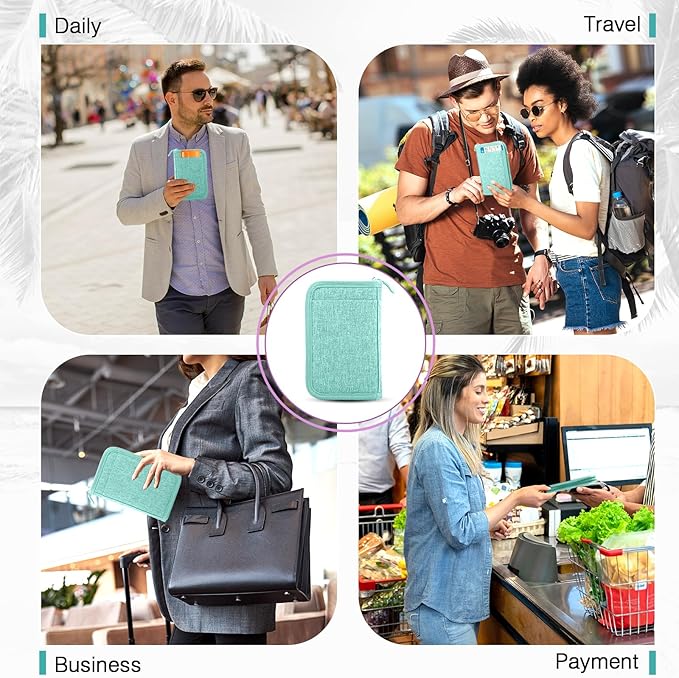 Single Passport Holder for Travel, RFID Travel Document Organizer for Women Waterproof Passport Wallet Men Portable Case for Cards, Boarding Pass, ID, Money, Tickets with Zipper