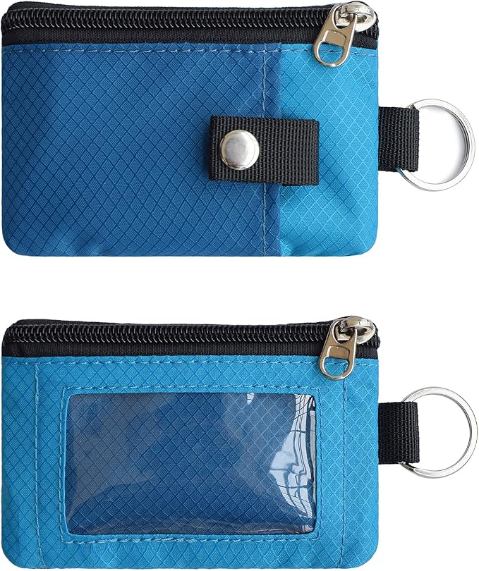 CHENSPRX Minimalist RFID Blocking Small Wallet with ID Window,WaterResistant Zip Id Case Wallet with Lanyard Keychain for Cards,Cash,Travel,Women,Men