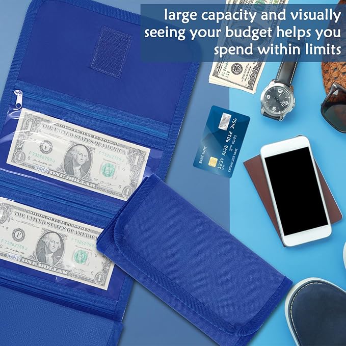 VOCHIC Money Wallet, Money Organizer for Cash with 6 Zippered Pocket Multipack Money Pouch, Cash Bill Organizer, Money Bag Small Travel Money Holder for Budgeting, Receipt and Tips