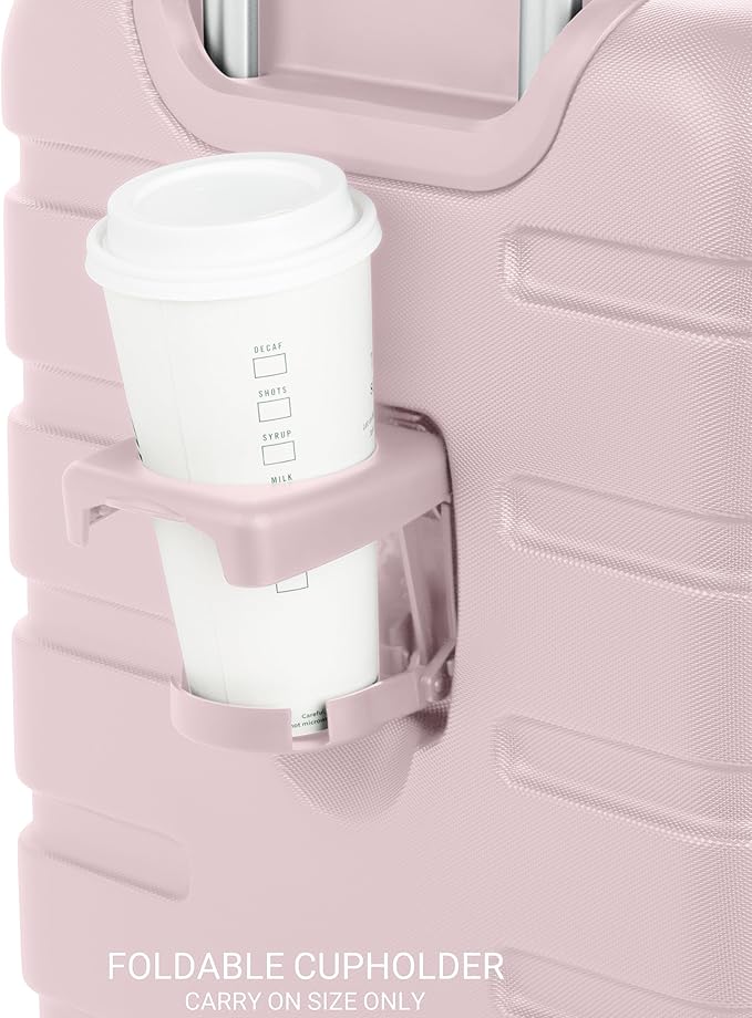 SwissGear 7366 Signature Hardside Expandable Luggage with Spinner Wheels, TSA Lock, Cup-Holder, Pink, Carry-On 19-Inch
