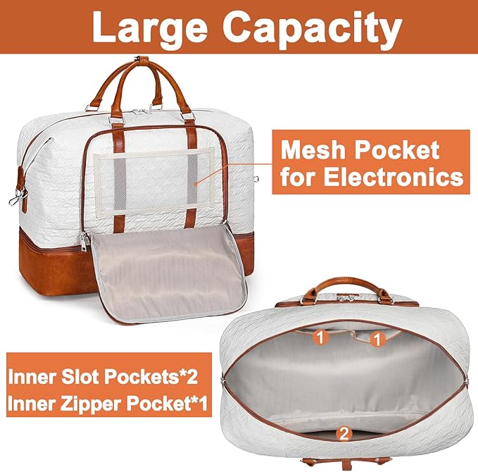 Travel Weekender Bag for Women, 21" Overnight Bag with Shoe Compartment 50L Large Travel Duffel Bag Carry On Tote for Weekend, Overnight, Business Trips, Water Resistant