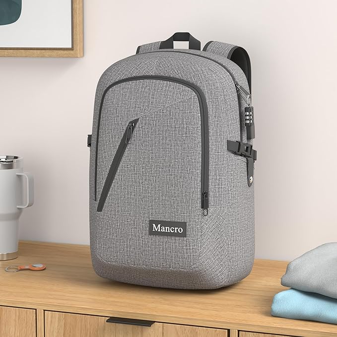 Mancro 17.3 Inch Business Laptop Backpack Large Travel Backpack Lightweight Anti-Theft Laptop Backpack for Men & Women