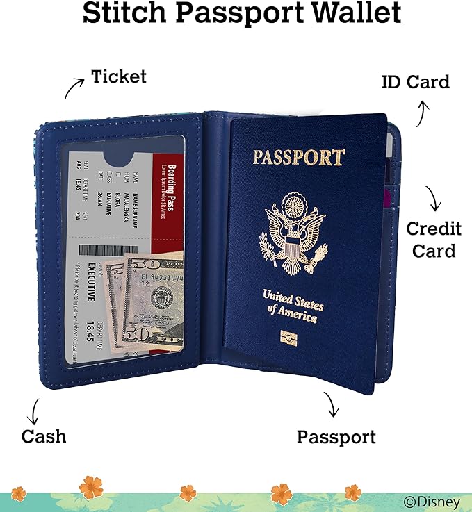 Disney Stitch Passport Cover for Women Official License, Cute Passport Book Holder, Passport Wallet, Travel Must Haves