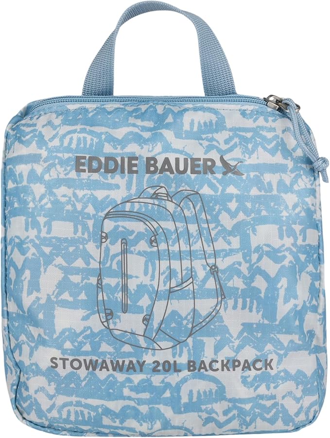 Eddie Bauer Stowaway Packable Backpack | Travel | Outdoor | Lightweight | Foldable | Durable | Ripstop Polyester | 20L - Blue Fog