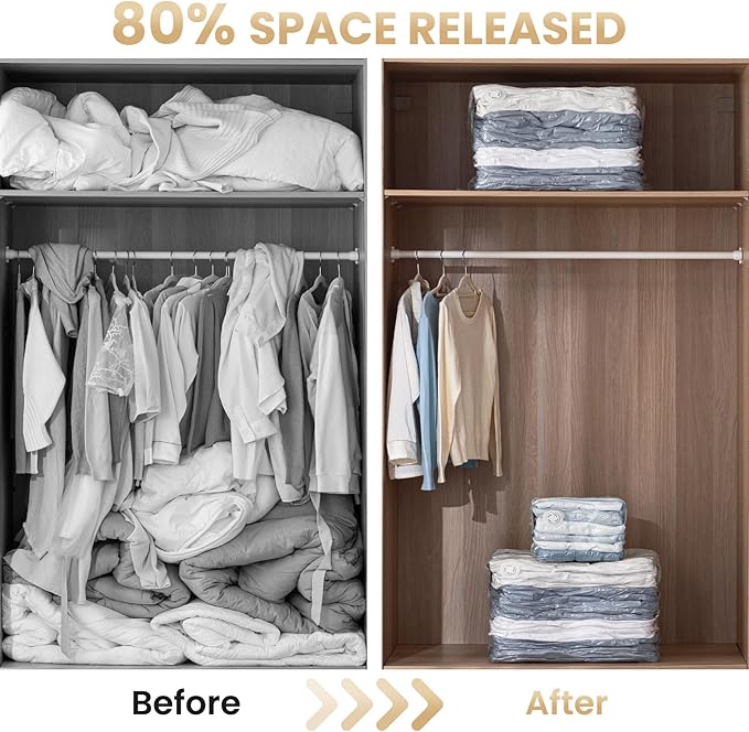 TAILI 8 Pack Vacuum Storage Bags, Cube Combo Space Saver Bags (3 Jumbo +5 Medium), Vacuum Seal Bags for Clothing, Bedding, Comforters, Blankets, Home Oragnizer and Closet Storage