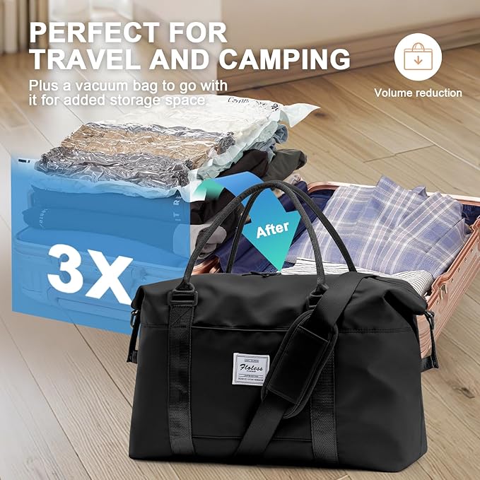 Travel Duffel Bag, Sports Tote Gym Bag, Shoulder Weekender Overnight Bag for Women