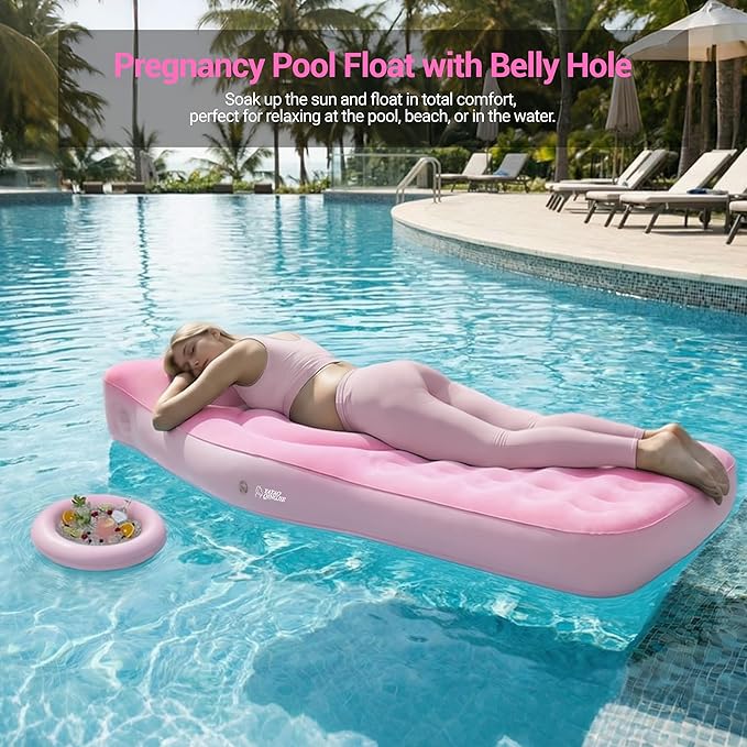 Inflatable Pregnancy Pillow with Belly & Head Hole, Prone Pregnancy Pillow for Stomach Sleepers, Belly Pillow Pregnancy Mattress for Pregnant Women, Maternity airbed Pool Float for Tummy Massage