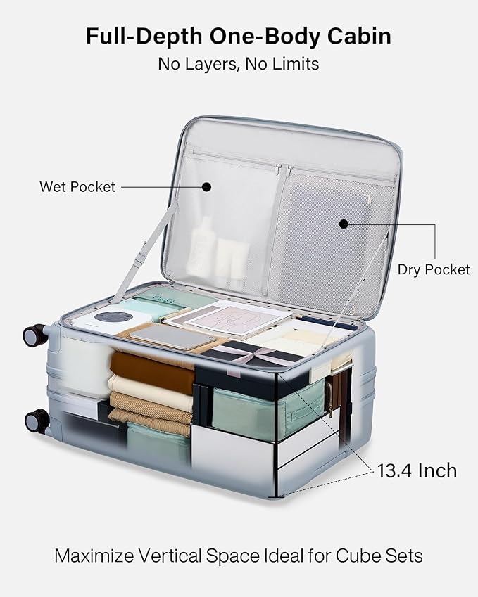 Hanke Hardside Expandable Large Checked Luggage, 28 Inch Top Opening Trunk Luggages with Spinner Wheels, All-PC Hard Shell Suitcase, Lightweight TSA Approved (Grey, 120L)