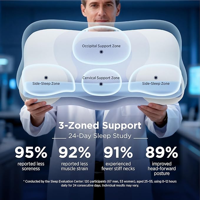 Bedsure Cervical Neck Pillow - Ergonomic Memory Foam Pillows for Side & Back Sleepers, Orthopedic Shape Gently Supports Head & Neck, Shoulder Pain Relief for Deeper Sleep Cloud Pillow