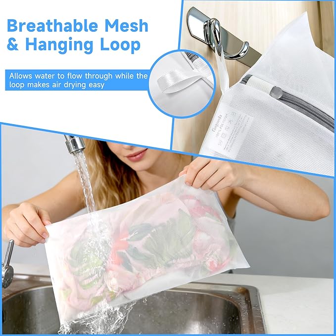 GOGOODA XL Mesh Laundry Bags, 4-Pack Large Wash Bags for Sweaters & Delicates, Fine Mesh for Washing Machine
