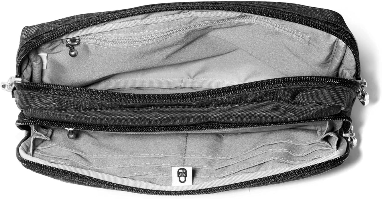 Baggallini Securtex Anti-theft Belt Bag 8.8"x5.5" Crossbody Fanny Pack for Women RFID Wallet Locking Zipper Travel Purse
