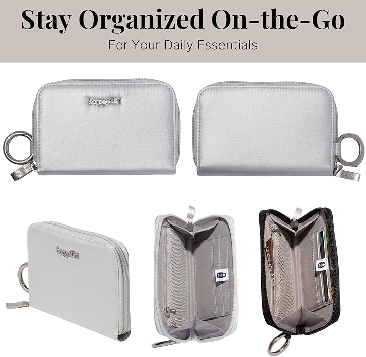 Baggallini Deluxe Card Case - Lightweight 5.5"x3.3" RFID Protected Womens Wallet Card Holder