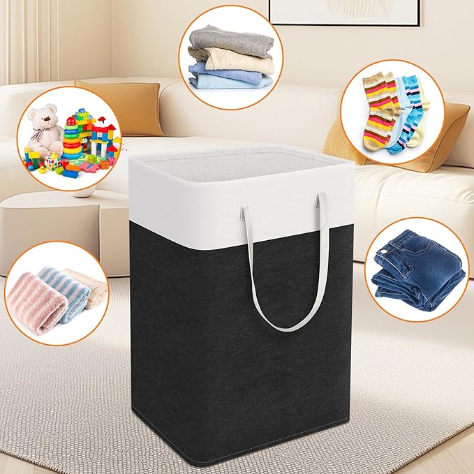 laundry basket 3-Pack, laundry hamper, Hamper with handles, collapsible laundry baskets, Waterproof dirty clothes hamper, Towel Storage for Home or Dorm, 75L-Black