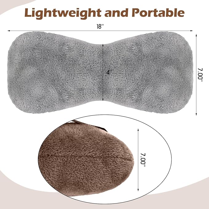 2 Pcs Neck Pillow for Recliner Headrest Pillow Bone Shaped Chair Plush with Adjustable Strap Neck Support and Pain Relief Curve Head Cushion for Car Travel Airplane (Grey and Brown)