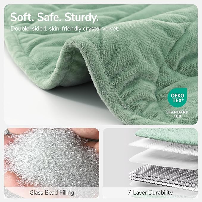 Kaisa Weighted Blanket for Adults (5 lbs,23"x29"), Soft Heavy Blanket Machine Washable, Small Size Weighted Blankets with Glass Beads for Couch and Bed, Sage Green