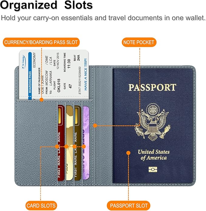 FINTIE Passport Holder, Slim Travel Wallet RFID Blocking Card Case Cover Passport Cover Protector Essentials with Credit Card Slots for Women/Men | Slim, RFID Blocking, Card Case Cover, Essentials, Credit Card Slots