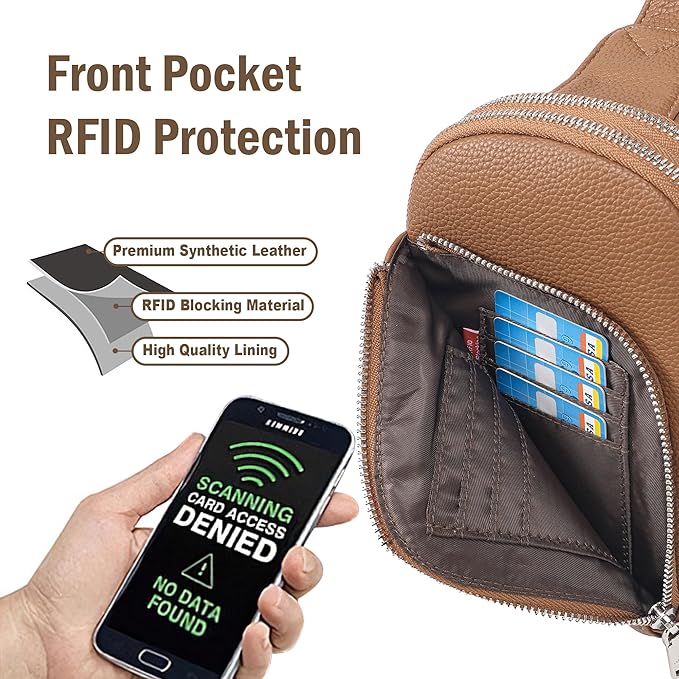 INICAT RFID Blocking Sling Bag, Anti Theft Crossbody Bag for Women, Travel Fanny Pack Style Purse, Vegan Leather