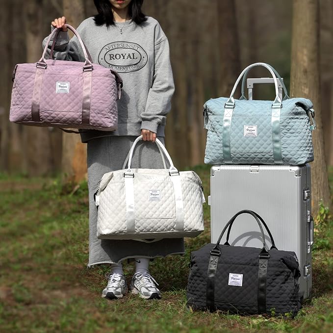 HYC00 Travel Duffel Bag,Carry-on Overnight Weekender Bags for Women,Sports Tote Gym Bag with Wet Pocket