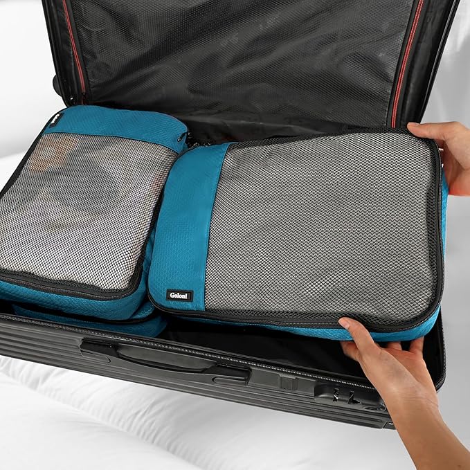 Packing Cubes for Travel Essentials,4 Set Packing Cubes for Suitcases,Lightweight Mesh Luggage Organizer Bag,Blue