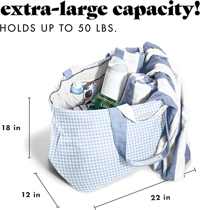 Fit & Fresh Large Beach Bag for Women - Extra Large Travel Tote With Pockets