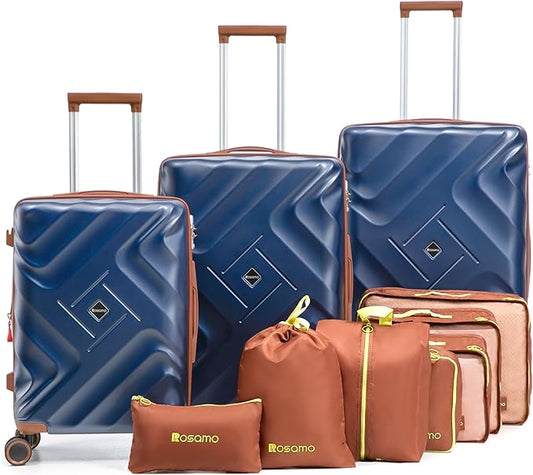 10 piece Luggage Set Expandable Suitcase 22x14x9 Airline Approved Carry on, ABS Hard Case Suitcases with Spinner Wheels,TSA Lock