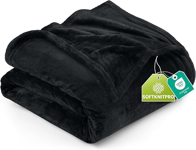 Utopia Bedding Fleece Blanket California King Size Black 300GSM Luxury Fuzzy Soft Anti-Static Microfiber Bed Blanket (102x96 Inch)