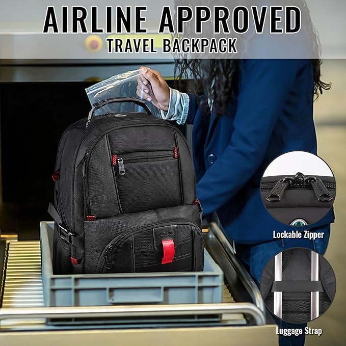 YOREPEK Large Backpack for Men, Extra Large Laptop Backpacks for Men Women, Water Resistant Travel Backpack Airline Approved Business Work Bag Fits 18.4 Inch Computer, Black