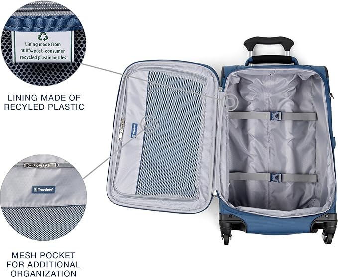 Travelpro Maxlite 5 Softside Expandable Luggage with 4 Spinner Wheels, Lightweight Suitcase, Men and Women, Ensign Blue, Carry-on 21-Inch