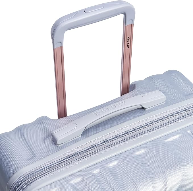 DELSEY PARIS Alexis Durable Luggage, Expandable Lightweight 4-Wheel Spinner, Easy Grip Handles for Smooth Mobility, TSA-Lock Incorporated, Men and Women, Platinum/Rose Gold, Carry-On 21-Inch