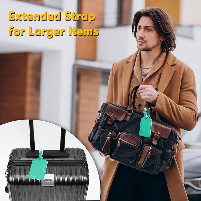 Travelambo Luggage Tags for Suitcases PU Leather Travel Tags Bag Tags Privacy Protection Travel Essentials