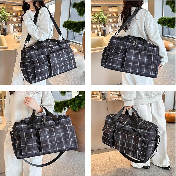 Small Gym Bag for Women, Travel Duffle Bag Carry On Weekender Bag with Shoe Compartment