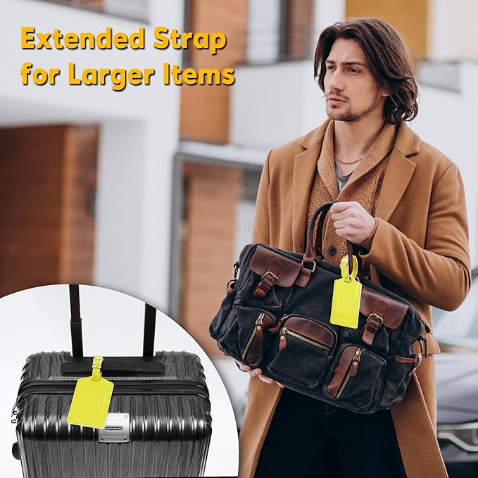 Travelambo Luggage Tags for Suitcases PU Leather Travel Tags Bag Tags Privacy Protection Travel Essentials