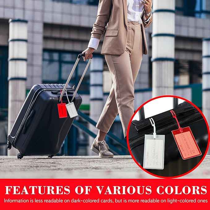 10 Pack Luggage Tags for Suitcases, Airplane Travel Essentials for Flying, International Travel Must Haves, and Luggage Accessories by Sodsay