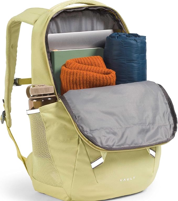 The North Face Women's Vault Everyday Laptop Backpack - Commuter Travel Bag, Water-Repellent, Spacious Main Compartment, Pear/Lemon Mist, One Size
