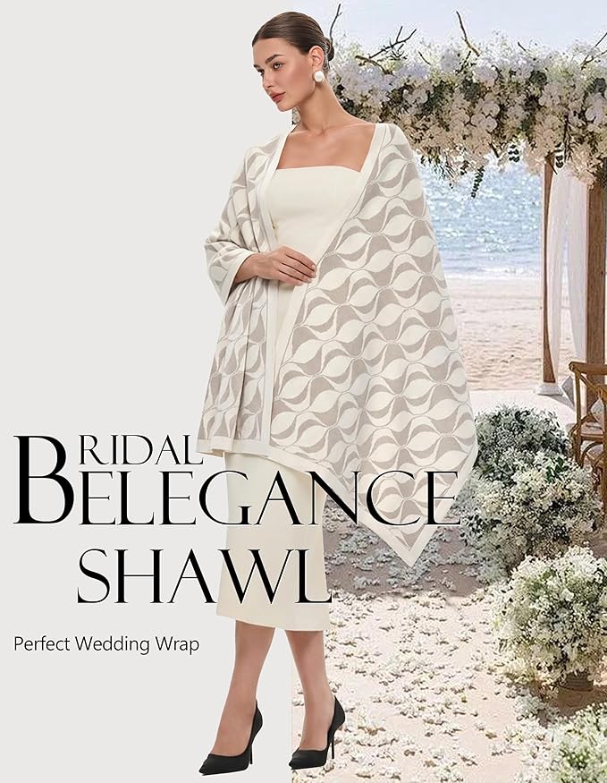 PULI Women's Pashmina Shawl Wraps for Evening Dress Large Scarf Blanket Long Wedding Bridal Winter Warm Shoulder Wrap