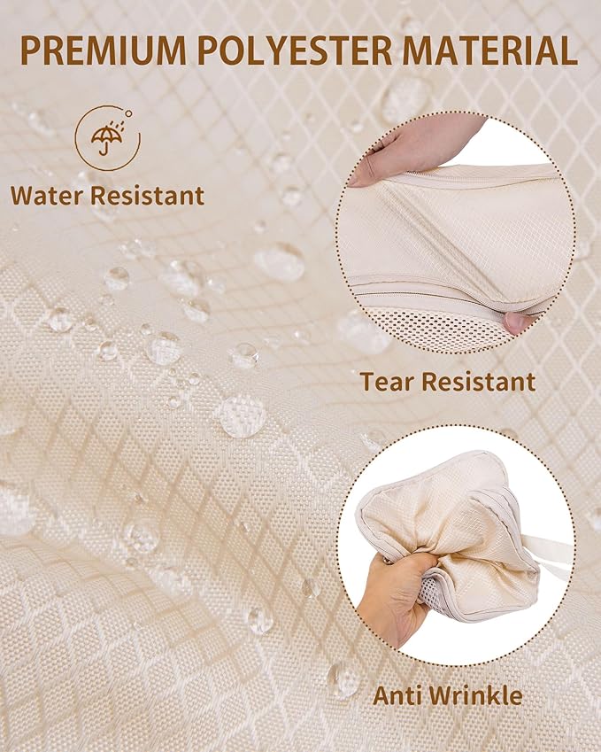 Compression Packing Cubes 8 Sets, Packing Organizers, Extensible Suitcase Organiser Bags, Travel Organizer Cubes for Travel Essentials Beige