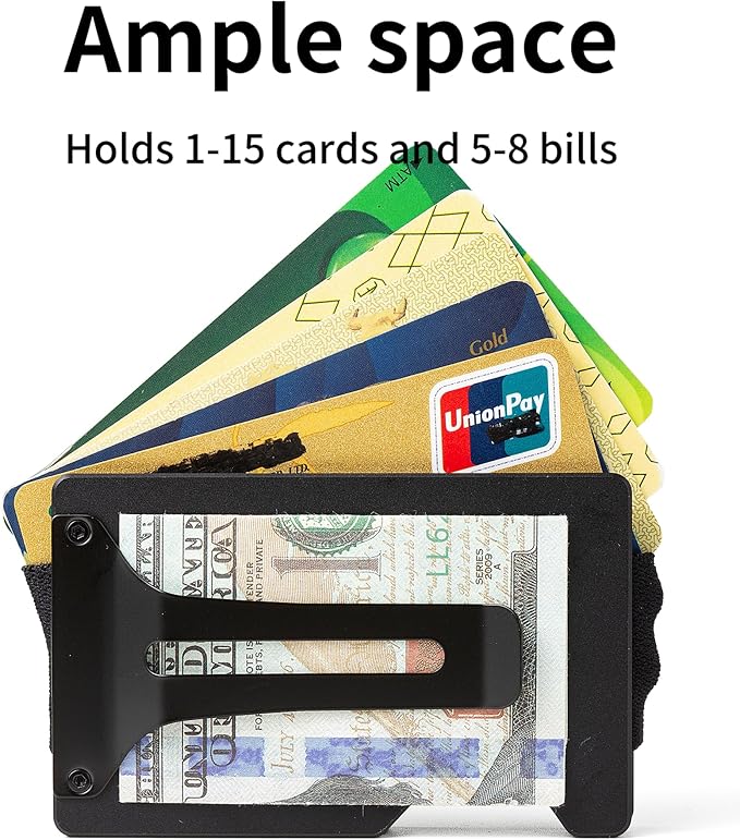 Carbon Fiber Minimalist Wallet for Men Credit Card Holder Money Clip & Cash Strap Slim RFID Mens Wallets(Patriot Reline Eagle)