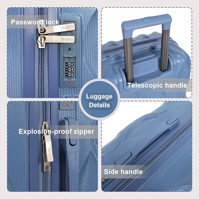 luggage sets 3 piece, 3 piece luggage sets with spinner wheels Hardside Lightweight Luggage 20in 24in 28in. (blue)