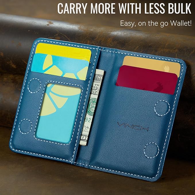Vinich for MagSafe Wallet Magnetic RFID Blocking Card Holder Compatible with MagSafe Phones and Cases, Strong Magnet Minimalist Phone Wallet for iPhone 17/16/15/14/13/12/ Pro/Max/Plus, Blue