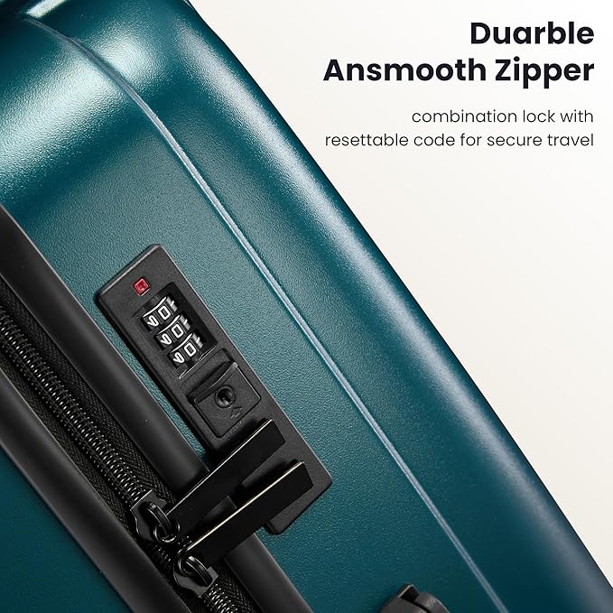 Luggage Sets 3 Piece, Hardside Lightweight Suitcase sets with Spinner Wheels, Large Checked Travel Suitcase for Family Travel, Suitcases Sets 20 24 28 Inch, GREEN
