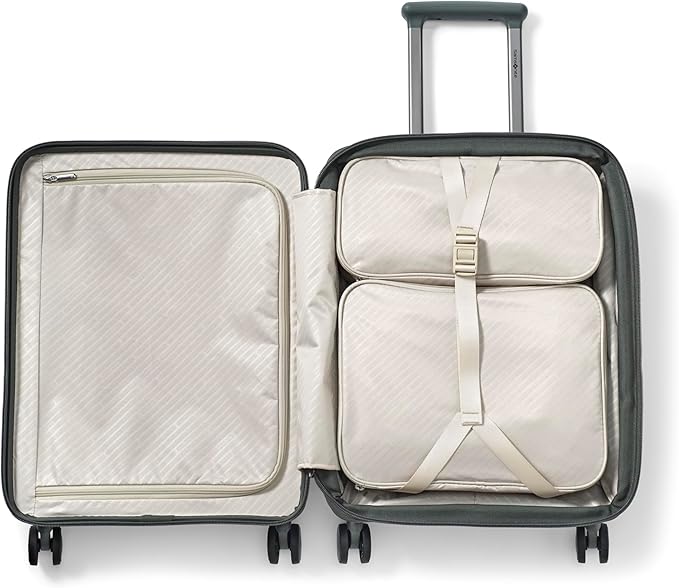 Samsonite Paralux Global Carry-On Luggage - Innovative Design - Quick Access Front Pocket - Dual Suspension Wheel Technology - TSA Lock - Expandable - Includes Removable Packing Cubes - Olive
